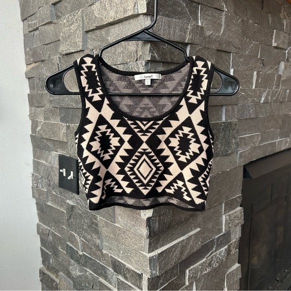 Papaya Tops - Papaya Black and Cream Aztec Knit Tank Top*DONATING 4/1*